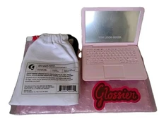 Limited Edition GLOSSIER Mini Laptop Mirror + Storage/Dust Bag + Sticker & Pouch