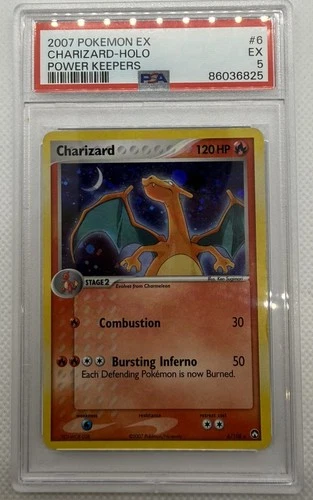 2007 Pokemon EX Charizard Holo Power Keepers, PSA 5 Near Mint 6/108
