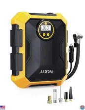 AstroAI 12V DC Tire Inflator & Air Compressor - 100PSI Digital Pump w/ LED Light