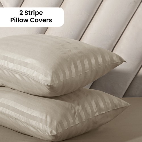 Luxury Duvet Cover Satin Stripe Quilt Covers Bedding Set Single Double King Size - Picture 17 of 76