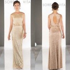 Sorella Vita Gold Sequin Sleeveless Mermaid Formal Gown sz 6