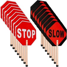 Stop Slow Sign Handheld Stop Sign with Handle 13 x 13 Crossing Guard Stop