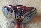 Stunning Vintage L.E. Smith Amethyst Carnival Glass Swan Bowl