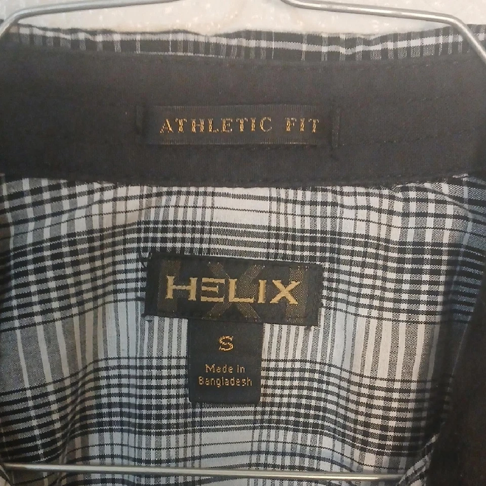 Camisa con botones a cuadros gris y negra Helix para hombre Foto 3 de 4