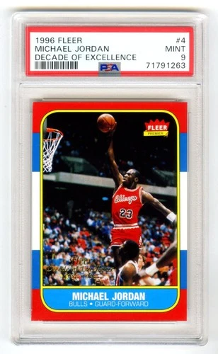 MICHAEL JORDAN~1996 FLEER DECADE of EXCELLENCE (1986-1996) PSA-9 MINT NBA CARD#4