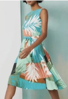 Per Se By Carlisle Jardiniere Silk Dress Sz 4 NWT Green Eyes Multi