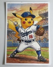 Pikachu Pokemon Dodgers Los Angeles LA Baseball Original Fan Art Print