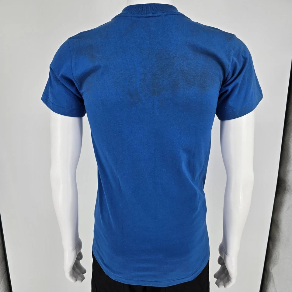 Camiseta Oneita Vintage Años 90 Azul/Plateado Galaxia Estampado Brillo Puntada Única (S) Foto 3 de 4