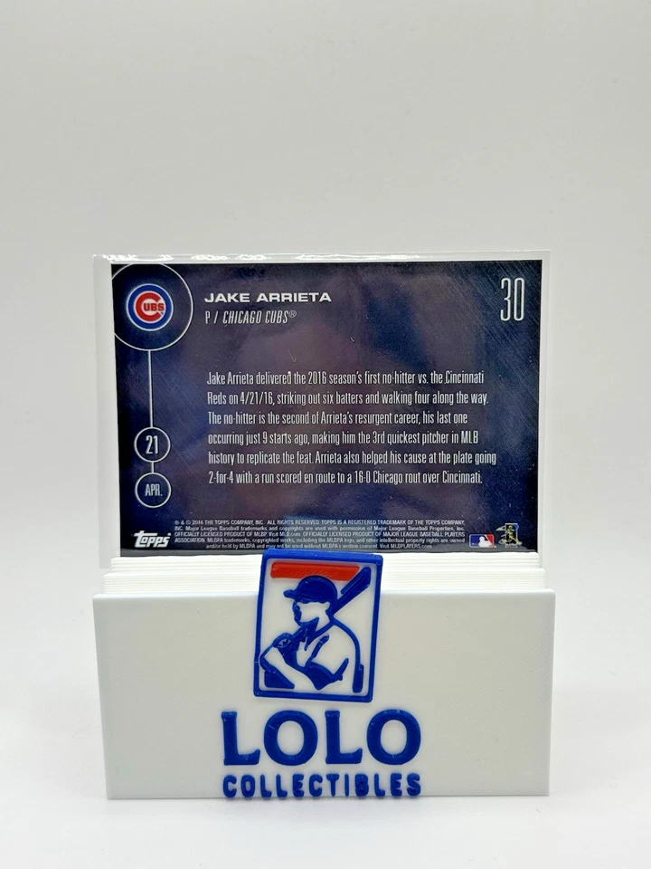 2016 Topps Now Inaugural Year Jake Arrieta #30 Chicago Cubs - Image 2 of 2