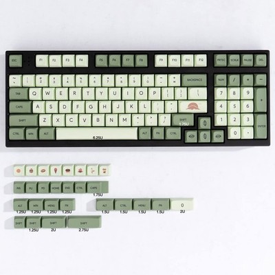 Matcha Green PBT Keycaps Set 124 Keys XDA Profile Cute Keycaps Custom Dye-Sub...