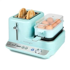 Nostalgia Retro 3-in-1 Breakfast Station, Toaster, Egg Cooker & Griddle, Aqua