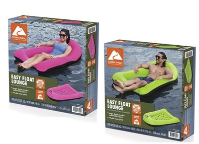 Ozark Trail 2-Pk Easy Float Inflatable Lounge Adult    Pink/Green 62'' Long  