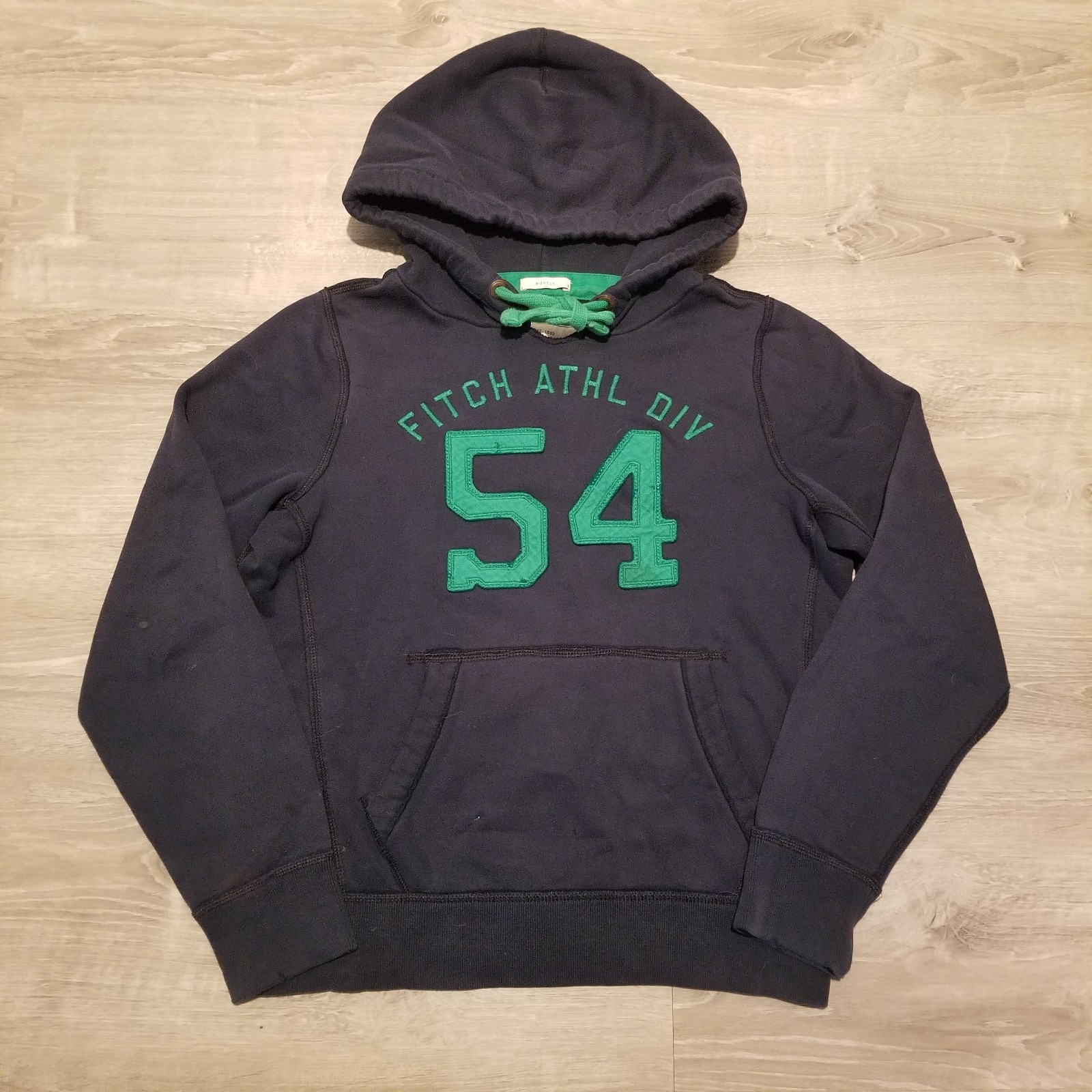 VTG Abercrombie Fitch Athletic Division #54 Muscle Hoodie Mens Medium Navy Blue