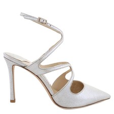 Jimmy Choo Azia 95 Pointed-Toe Glitter Leather Slingback Pumps
