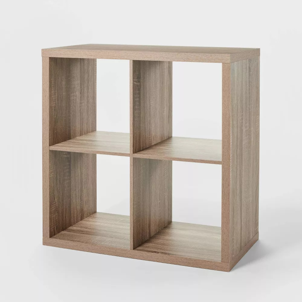 13" 4 Cube Organizer Weathered Gray - Brightroom: Decorative Bookshelf