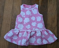 Janie and Jack Pink White Floral Dress Jacquard Size 6-12 Months Roman Holiday