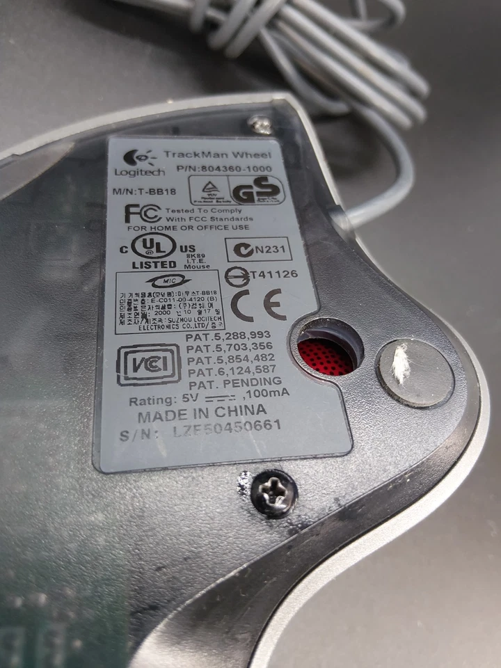 Logitech TrackMan Wheel Wired Mouse Optical T-BB18 804360-1000 Tested! - Image 2 of 2