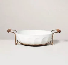 Hearth & Hand Magnolia Stoneware Baking Dish Oven-to-Table Set 500F Cream Fluted