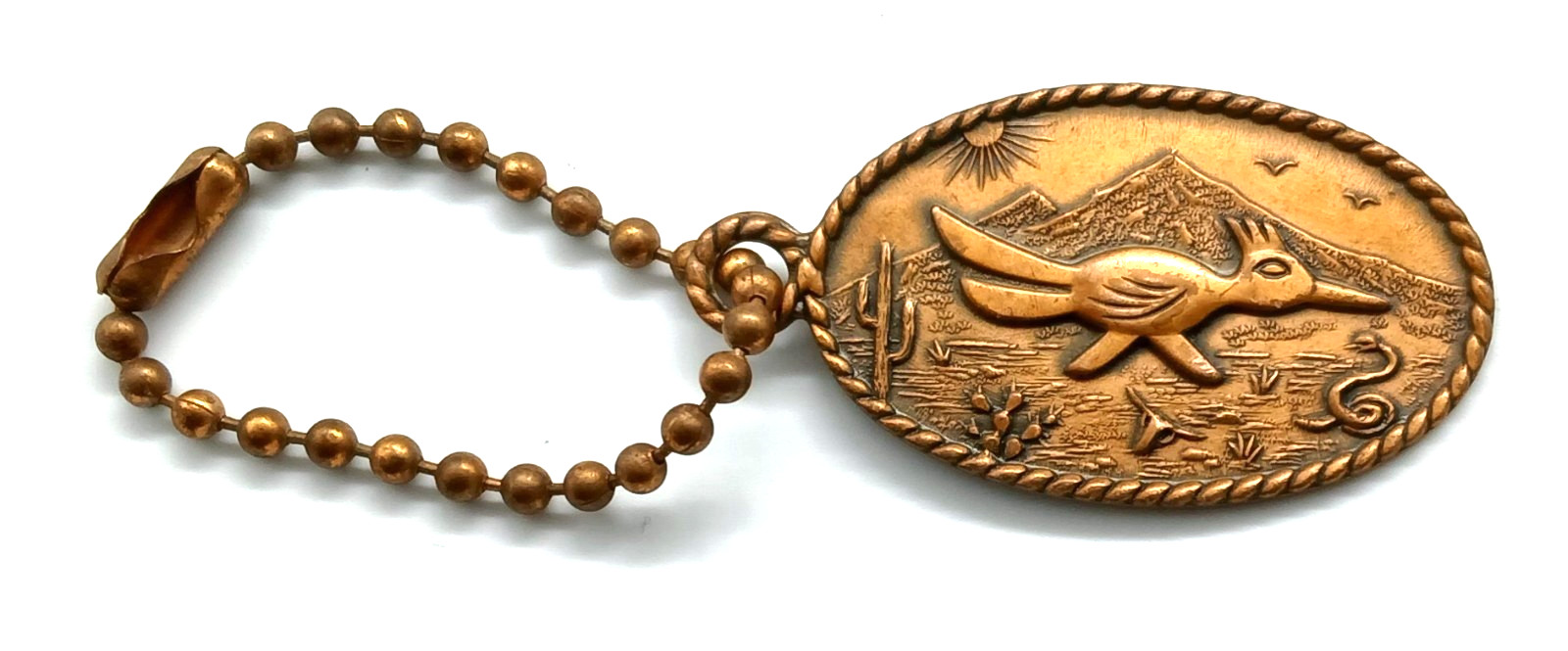 Vintage Roadrunner New Mexico State Bird COPPER Keyring Keychain