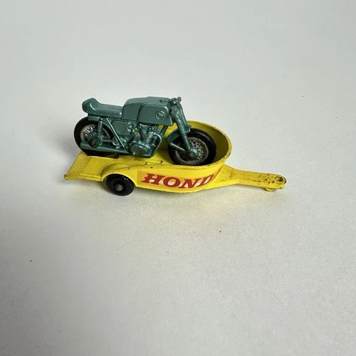 Vintage Matchbox Green Motorcycle And Trailer Honda Lesney Made In England No 38
