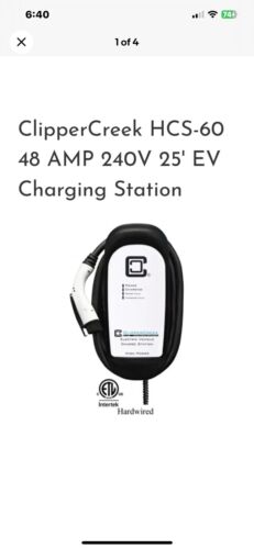 Clipper Creek HCS-60 EVSE, 48 Amp, Level 2, 240V, Hardwired, J1772 New In The Bx