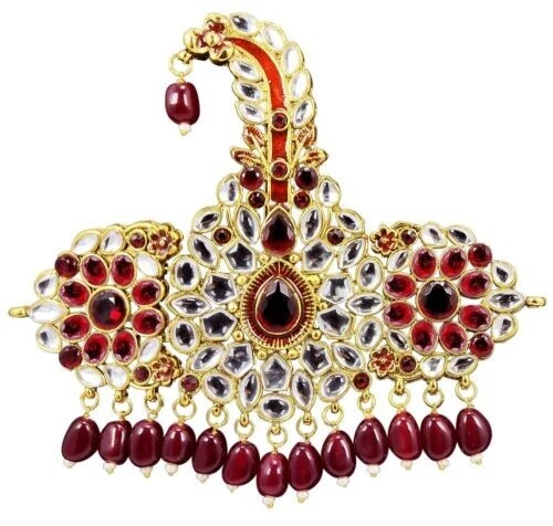 Bead and Golden Metal Finish Classy Safa Kalangi Brooch for Groom Men