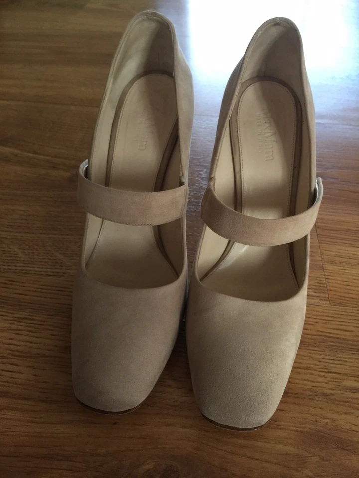 MAX MARA BEIGE GAMUZA TACÓN ALTO TALLA 38,5,39 Foto 2 de 4