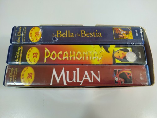 La bella y la bestia - Pocahontas - Mulan - WALT DISNEY - 3 X VHS Film Espagnol - Photo 3 sur 8