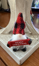 Ganz "MERRY CHRISTMAS" Resin Gnome Dwarf Christmas Ornament 3" L K  
