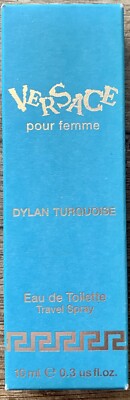 New In Box Versace Dylan Turquoise Eau de Toilette Travel Spray 0.33 oz / 10 ml