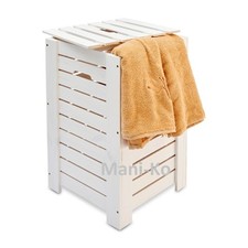 Dirty Clothes Wooden Baskets Laundry Wood Box Towel Washcloth Wipes Bathroom