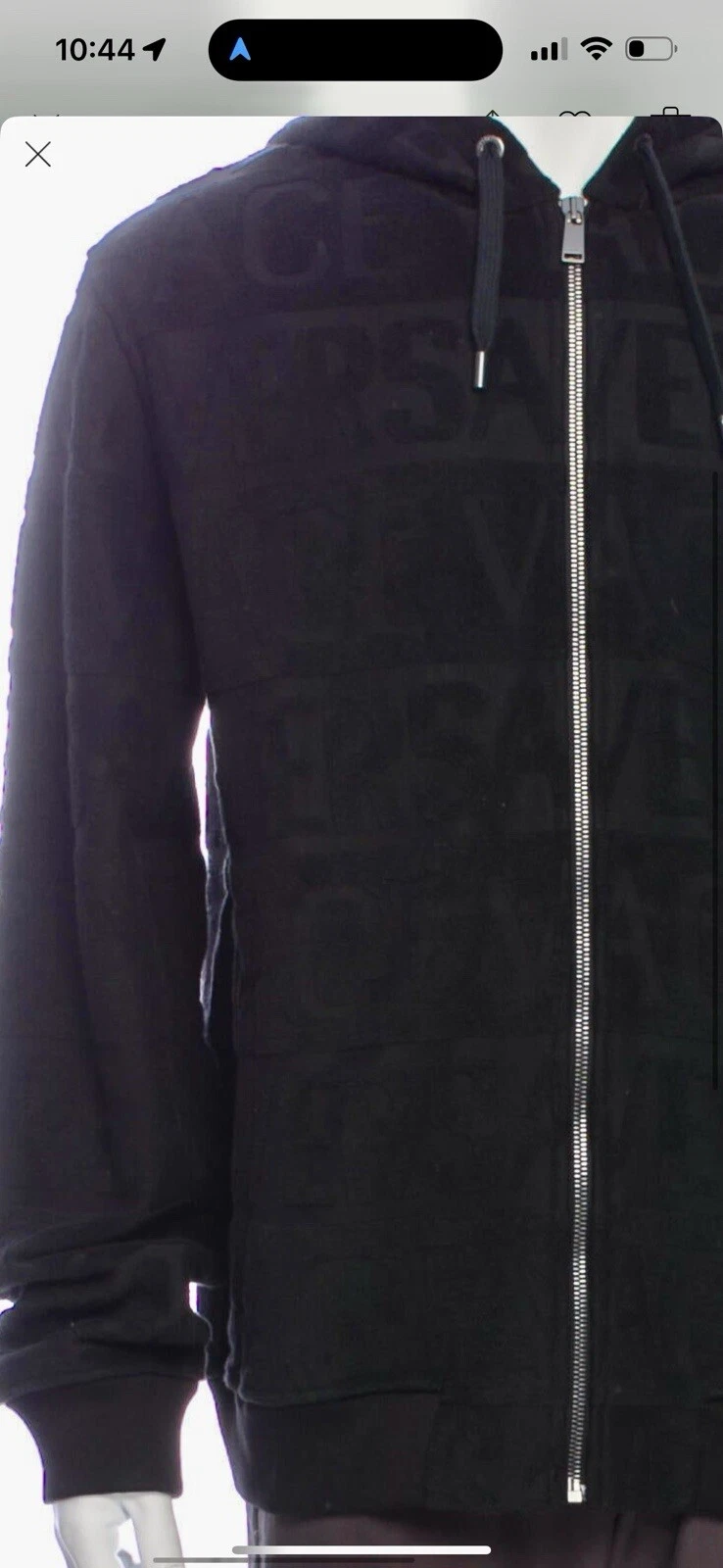 Giacca con cappuccio e zip Versace! (Uomo XL) Unisex Nero