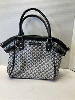 Dana Bachman Leather Trim Crossbody Shoulder Bag Chain Link Pattern
