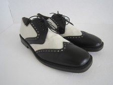 SALVATORE FERRAGAMO Tramezza Black White Spectator Wingtip Dress Shoes Sz 9.5 D