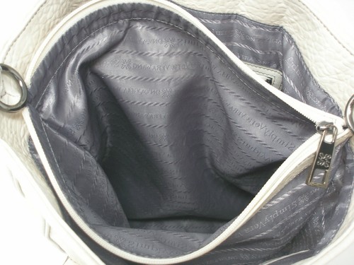 SIMPLY VERA - Vera Wang Large Creamy White & Gray Pin Striped Stitched Tote Bag! - Picture 9 of 12