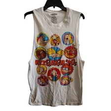 Nickelodeon grunge self cut white tank 