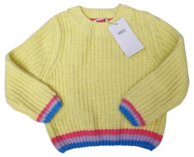 MARKS SPENCER Kids Girls Yellow Multi-Coloured Striped Knit