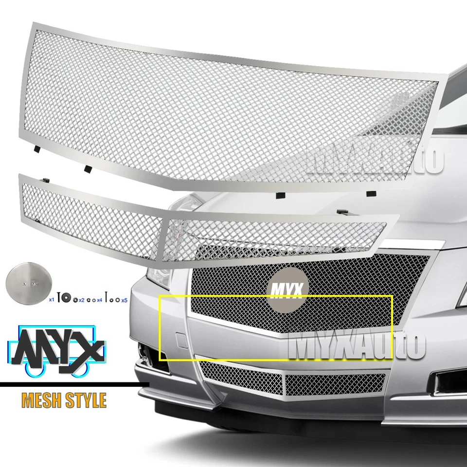 For 2008-2013 Cadillac CTS Stainless Steel Mesh Chrome Grille Grill Insert Combo - Image 2 of 4