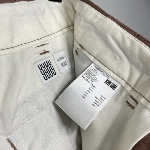 Uniqlo U Men’s Light Brown Cotton Straight Cropped Chino Pants – Size W30 - Picture 9 of 9
