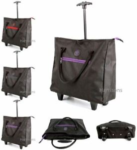Light Weight Folding 2 4 Wheel Shopping Trolley luggage Weekend Cabin Bag Case 