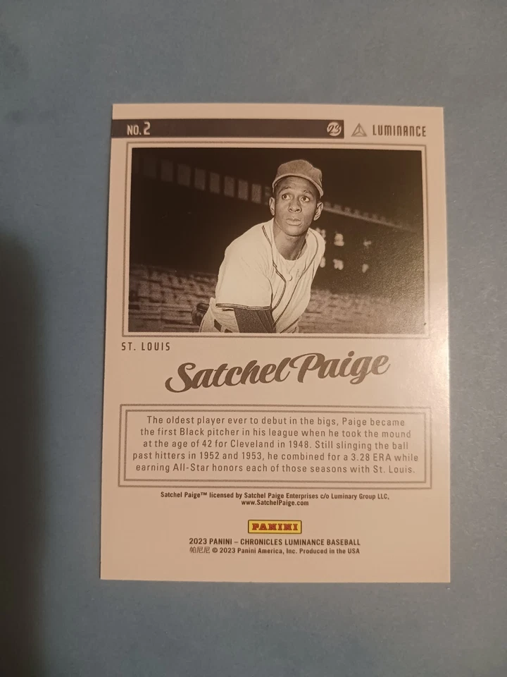 2023 Panini Chronicles Luminance #2 Satchel Paige St Louis Browns  - Image 2 of 2