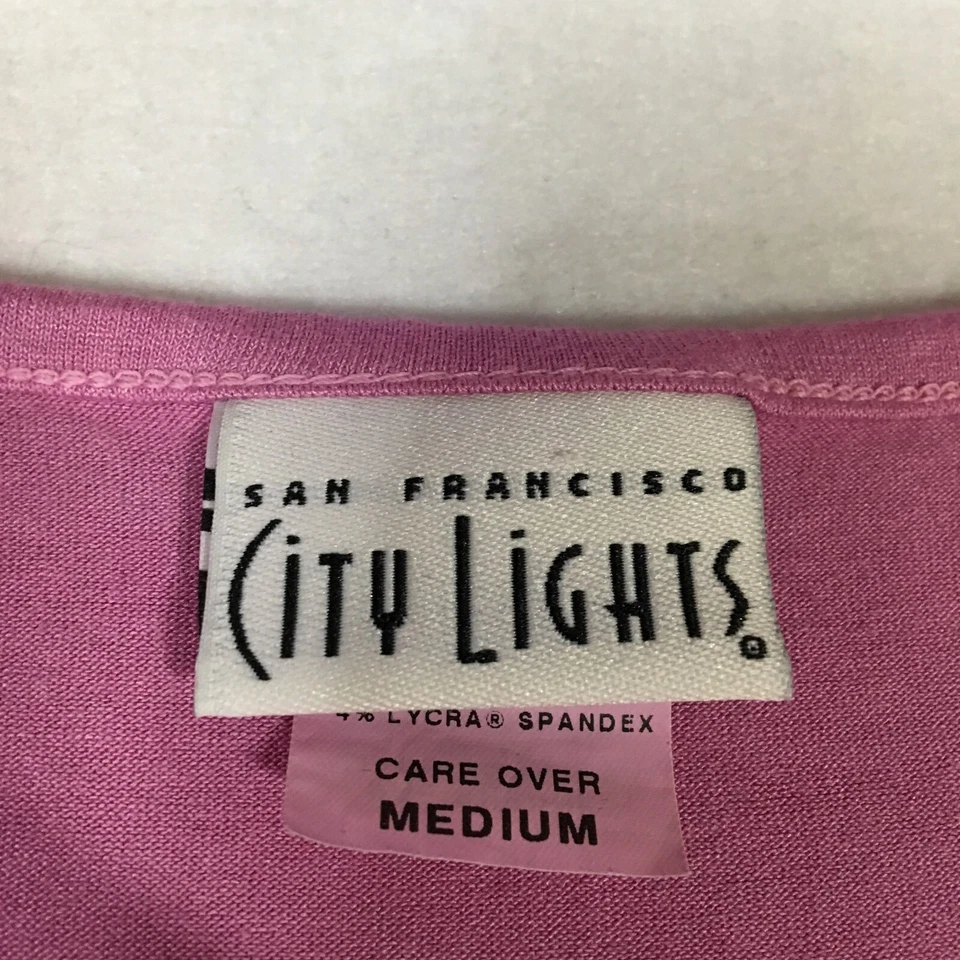 Top City Lights San Francisco para mujer talla M rosa cuello en V manga larga elástico nuevo sin etiquetas Foto 4 de 4