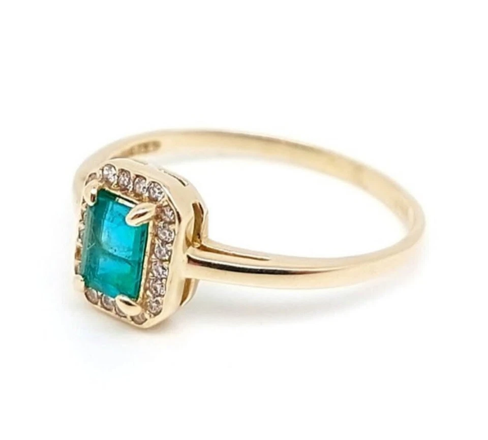 Bague en or jaune 14 carats - émeraude 0.8ct  - diamant 0.26ct - Photo 4/4