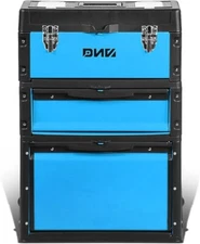 ‎DNA MOTORING TOOLS 3-Tier Stackable Separate Hand Case Tool Boxes Trolley (RED)