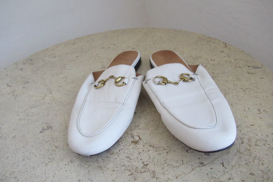 AUTÉNTICA ZAPATILLA DE CUERO GUCCI PRINCETOWN CUERO BLANCO TALLA 37" ET $850 ¡GANGA!