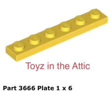 Lego 1x 3666 Yellow Plate 1 x 6 10497