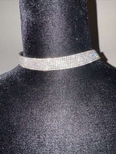 Chocker donna 15” bigiotteria moda argento e strass neri chiusura aragosta - Foto 2 di 5