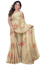 Indian Chiffon Saree With Unstitched Blouse Piece Party Wedding Wear For Women