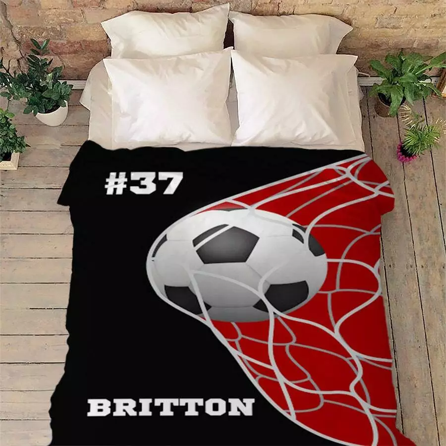 Customized Soccer Fleece Blanket Gift For Son Gift For Birthday