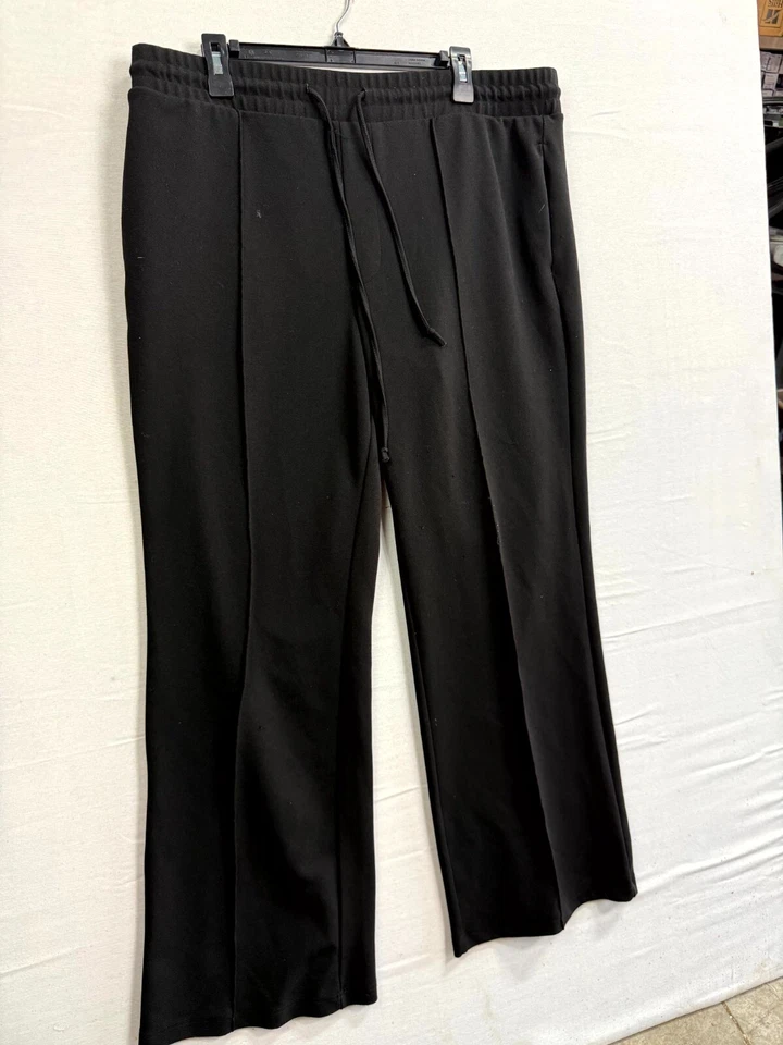 One 5 One Trouser Pants Womens XL Black Lounge High Rise Elastic Waist Pockets - Image 2 of 4